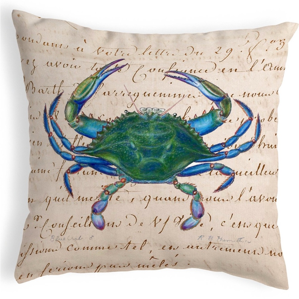 Decorative Pillow with Blue Crab Design from Wayfair